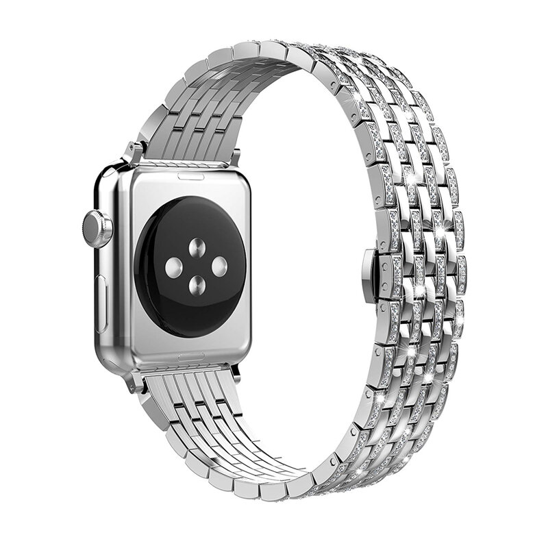 Luksusowe diament pasek na pasek do Apple watch 44mm 40mm 7/6/SE/5/4/3/2 iwatch 42mm 38mm 45mm 41mm bransoleta ze stali nierdzewnej