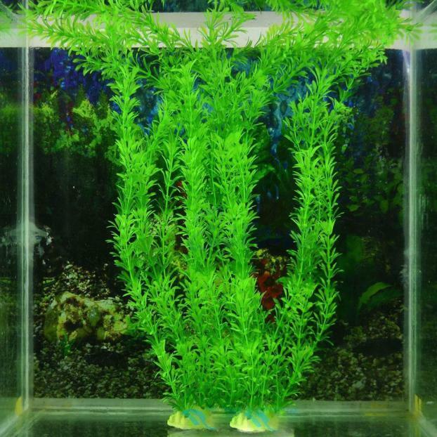 Artificial Green Water Grass Aquarium Decor Accessories Ornament Plant Plastic Ceramic Artificial Grass Fish Tank Decoration