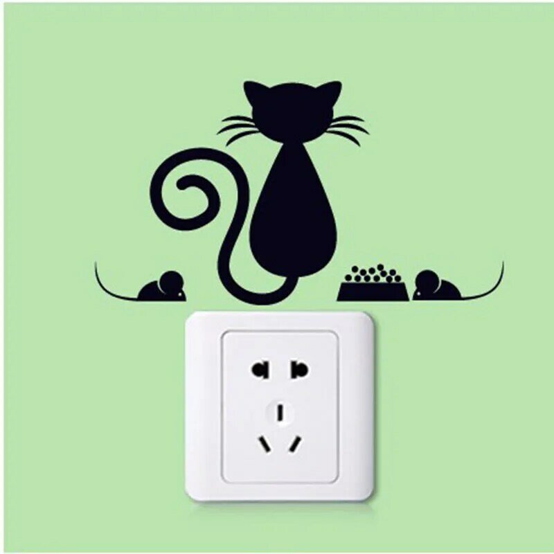 1 Buah Multi Fungsi Kartun Pvc Cute Black Cat Dinding Stiker Mainan Fashion Kreatif Lampu Dekorasi Stiker
