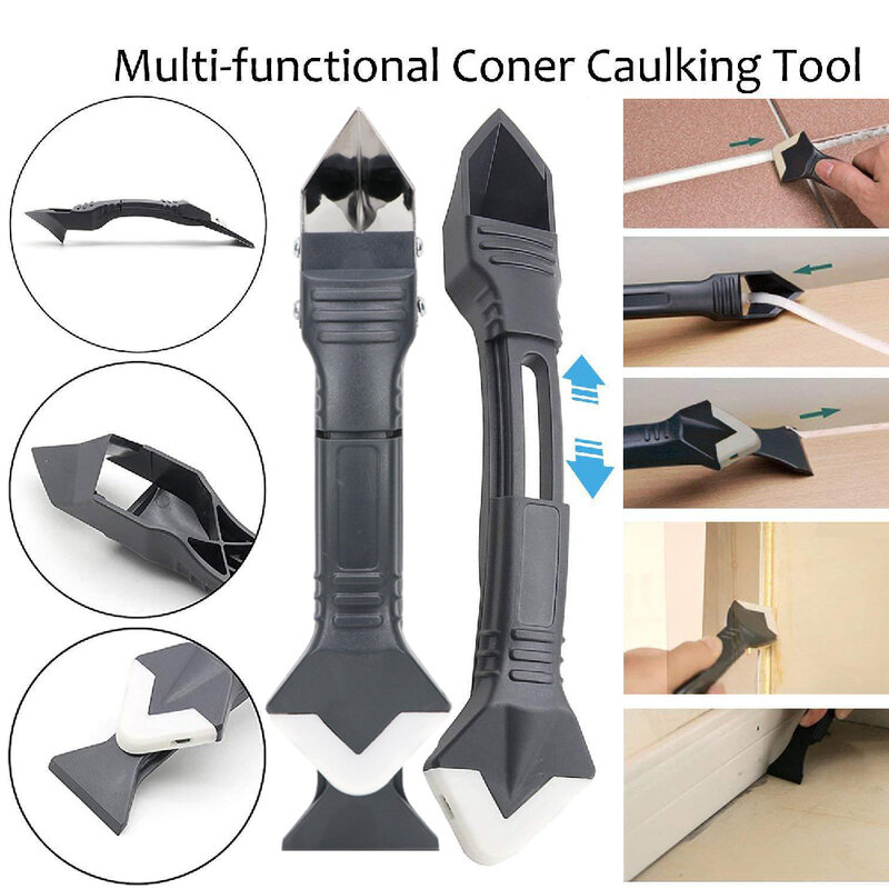 3 w 1 wielofunkcyjna silikonowa i metalowa Remover zestaw narzędzi do wykańczania Caulk Finisher Sealant Smooth Scraper fug Kit Tools