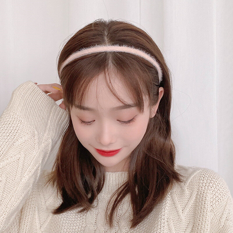 [Xwen] nova bandana feminino bonito doce peludo de abas largas hairband coreano menina antiderrapante pressão hairpin headdress oh2163