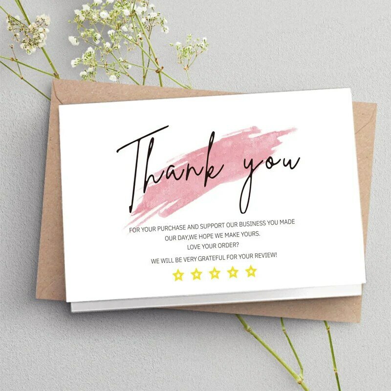 30pcs Thank You for Supporting My Small Business Card Thanks Greeting Card Appreciation Cardstock for Sellers Gift 5.4*9cm