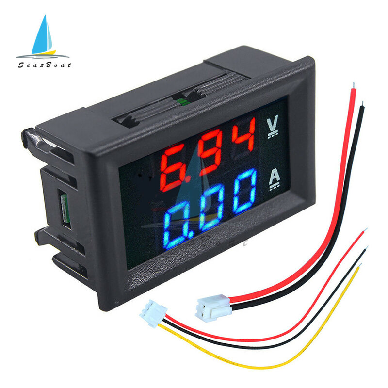 Voltmètre numérique à LED, ampèremètre de voiture, compteur de courant de tension de moto, détecteur de volt, testeur de panneau de moniteur, 0.56 en effet, 0-100V, 10A, 50A, 100A