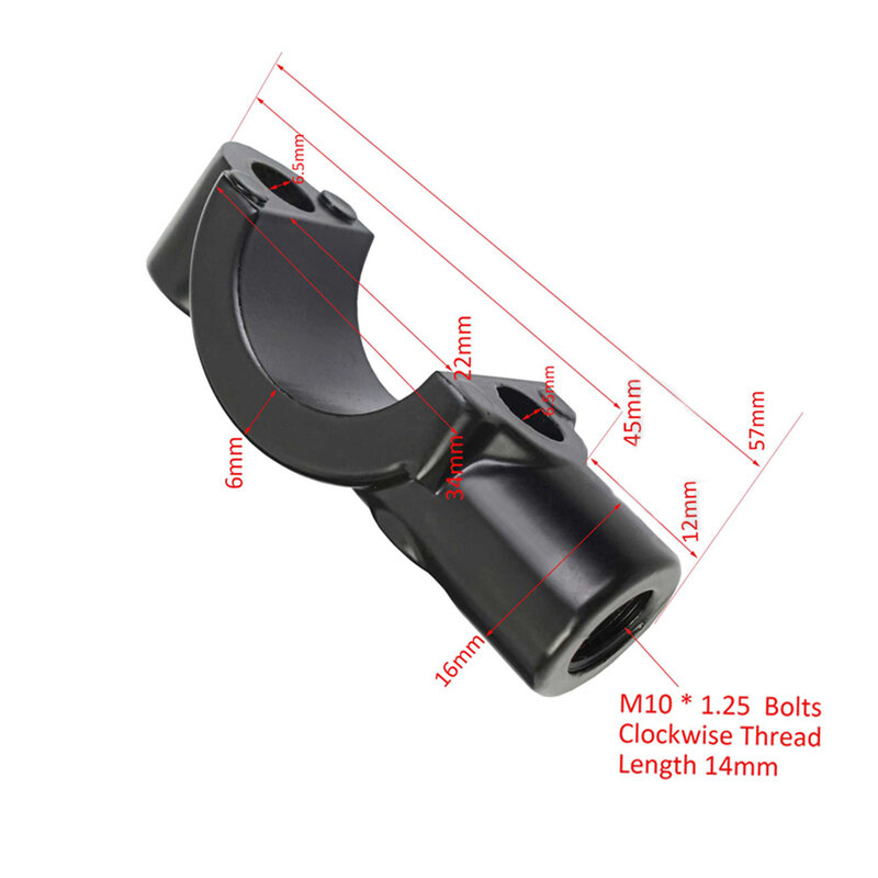 Universal 7/8 "22Mm Lever Mirror Holder Brake/Clutch Master Silinder Clamp Bracket Cover Fix Seat M10 Bolt Base Support