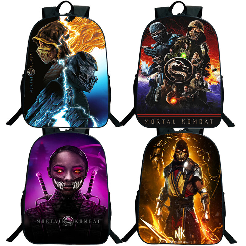 Рюкзак для мальчиков и девочек Mortal Kombat, школьные ранцы с мультипликационными играми, школьные рюкзаки для подростков, красивый рюкзак с 3d принтом для пеших прогулок