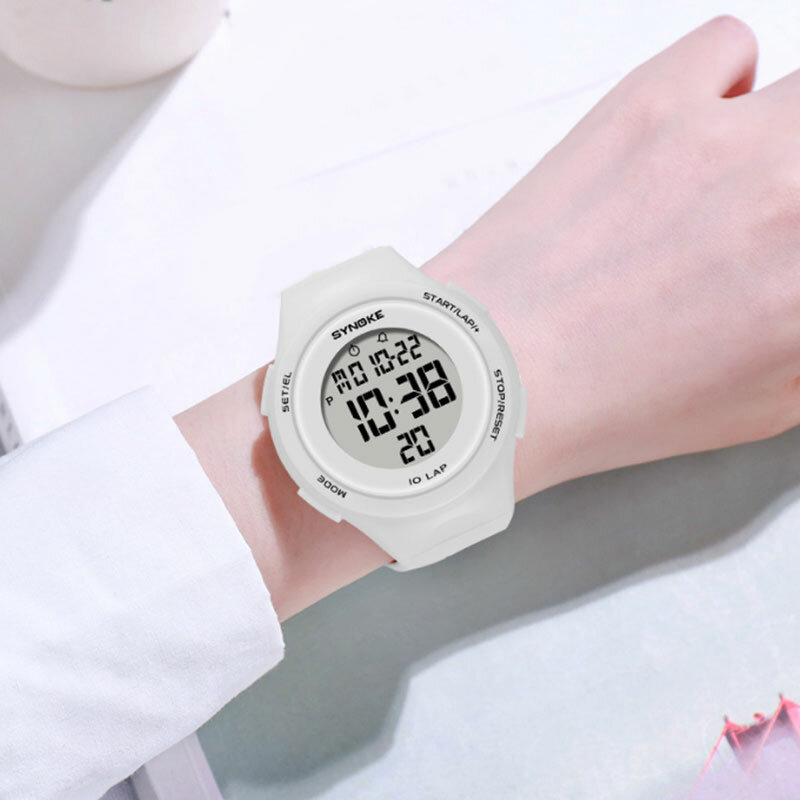 SYNOKE – montre numérique LED pour hommes, étanche, mode, pour la natation, chronographe, calendrier, alarme, sport
