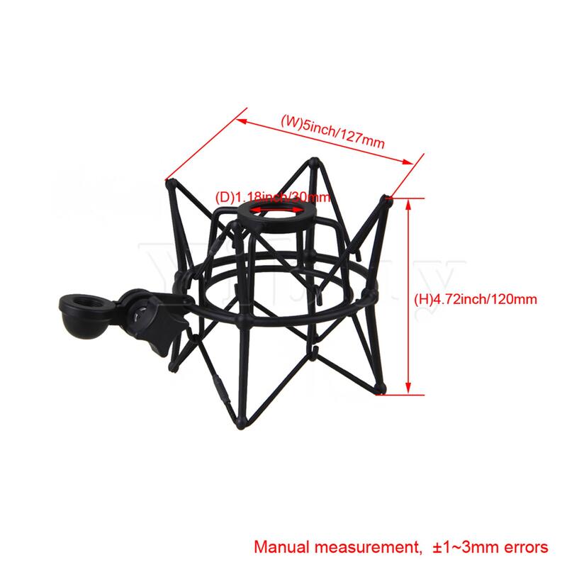 Yibuy czarny metalowy duży rozmiar cylindra pająk ShockMount Holder