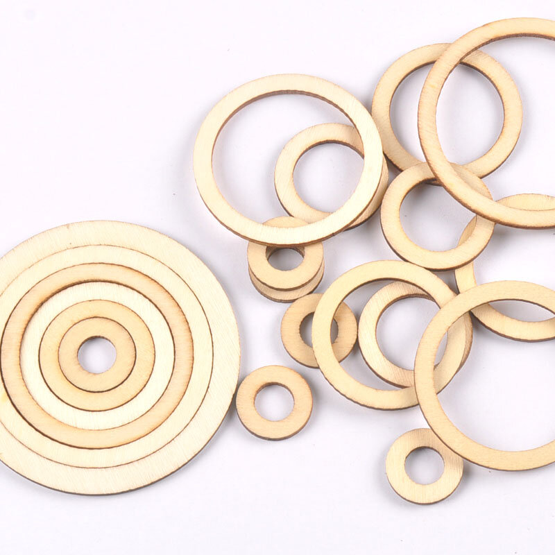 Cerchio/anello perline di legno artigianato per fai da te Scrapbook ornamenti in legno naturale decorazioni per la casa abbellimento artigianale