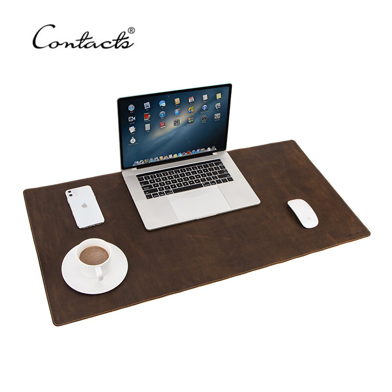 Tapete de escritório de couro crazy horse, tamanho grande, mousepad e teclado, almofada para jogos, para laptop