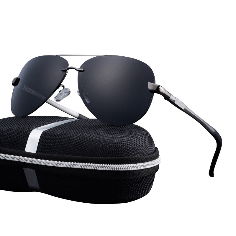 Мужские поляризационные очки в металлической оправе, солнцезащитные очки для велоспорта с защитой от синего света