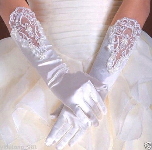 Длинные атласные перчатки для свадьбы, цветов, Причастия девушек