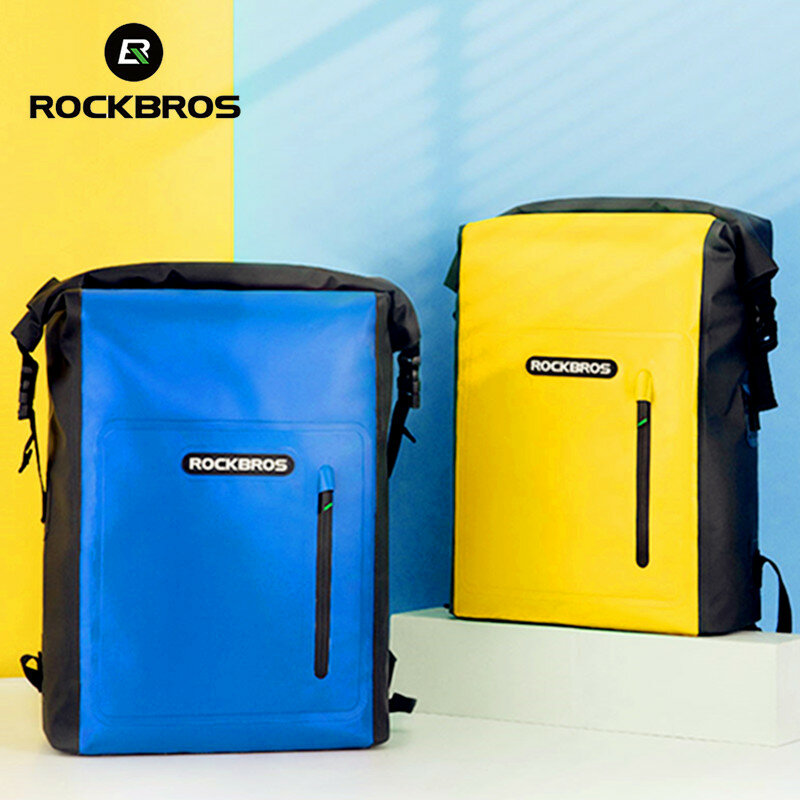 ROCKBROS 25L 하이킹 가방 방수 스포츠 가방 수영 PVC 여행 가방 Sandproof 롤 배낭 남자 자전거 Dirtproof 드라이 가방