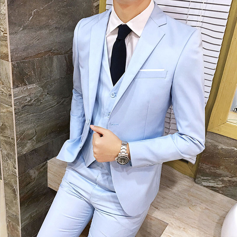 3 pz/set Luxury Plus Size completo da uomo Blazer formale + gilet + pantaloni completi completi Oversize per uomo Wedding Office Business Suit Set