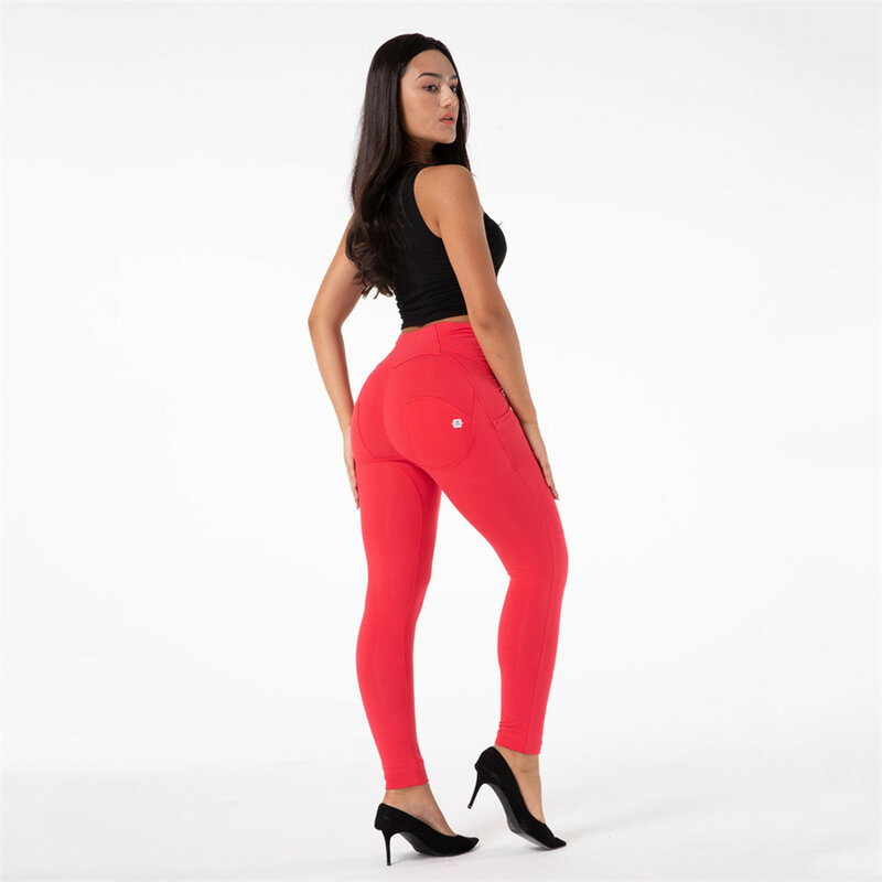 Melodia czerwone legginsy sportowe kształtujące Legging Fitness Femme kompresja Butt Lift Shapewear jesienne lato