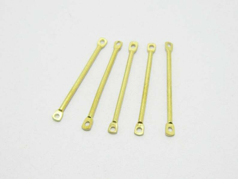 100pcs Brass charms 20x1.2mm Raw brass stick connector Necklace Bar findings -R751