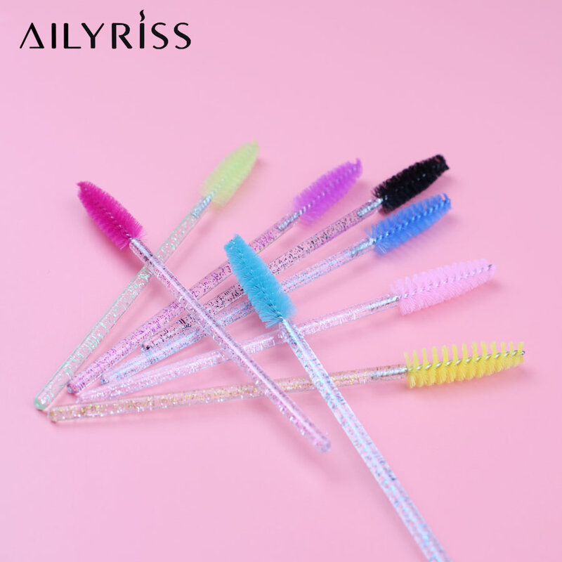 50 PCS Disposable Crystal Eyelashes Brushes Mascara Wands for Grafting Eyelash Curling Comb Lash Extension Makeup Supplies