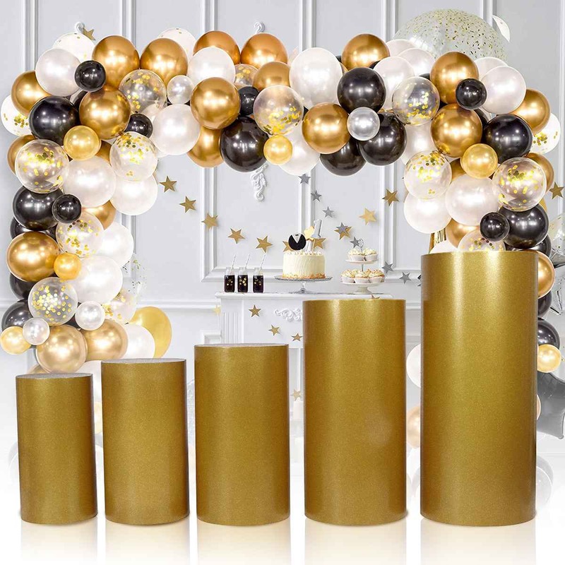 White Gold New Round Cylinder Pedestal Display Art Decor Plinths Pillars for DIY Wedding Decorations Holiday Party