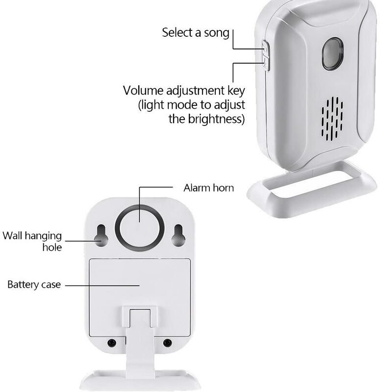 Welcome Doorbell com Night Light, Sensor de Movimento, Detector, Voice Reminder, Door Chime, Mailbox Alert, Driveway Alarm, Loja, Casa, Loja