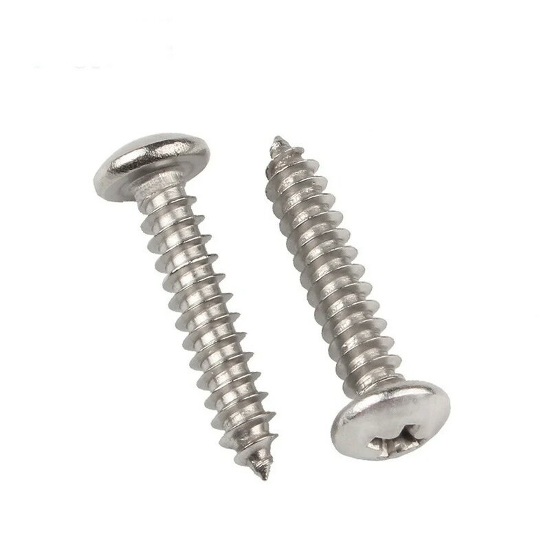100pcs/lot Self Tapping Screw Stainless Steel Cross Recessed Round Head M1 M1.2 M1.4 M1.5  M1.7 M1.8 M2 M2.2 M2.3 M2.5 M2.6
