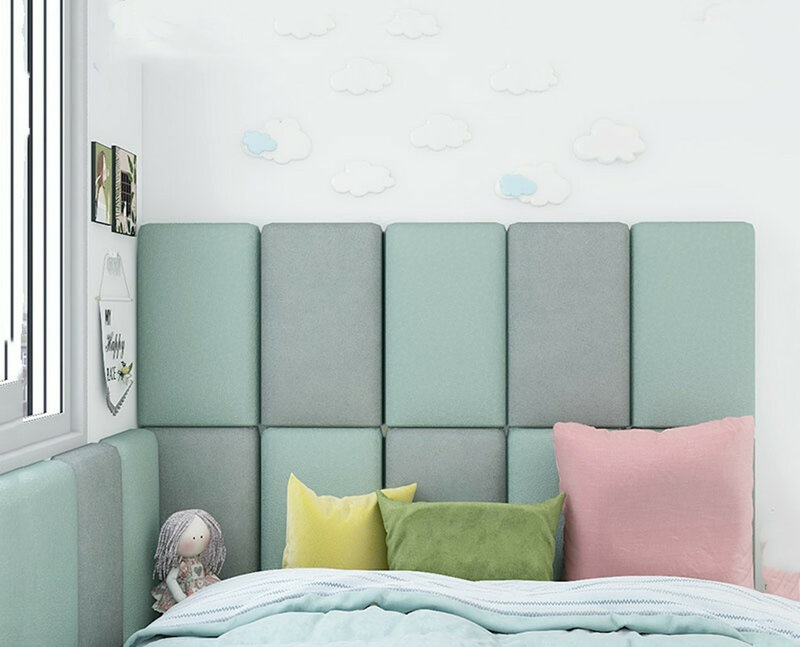 Casa 3d cama cabeceira adesivo de parede anti-colisão macio saco removível tecnologia pano cabeceira tatami placa de cabeça