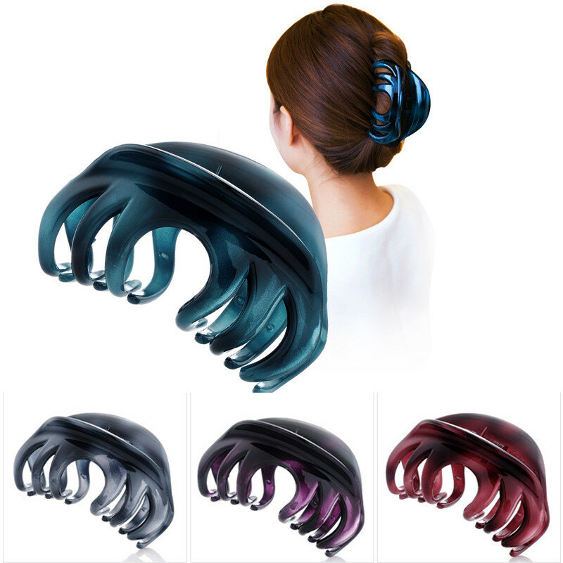 Clip di granchio per capelli in resina resistente grandi dimensioni donne ragazze doccia morsetti per artigli per capelli tinta unita eleganti perni per capelli cavi accessori per capelli