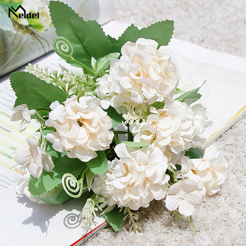 Meldel flor sorte falsa para casamento, flor artificial de seda falsa de sorte para decoração de casa e festas, flores de casamento diy