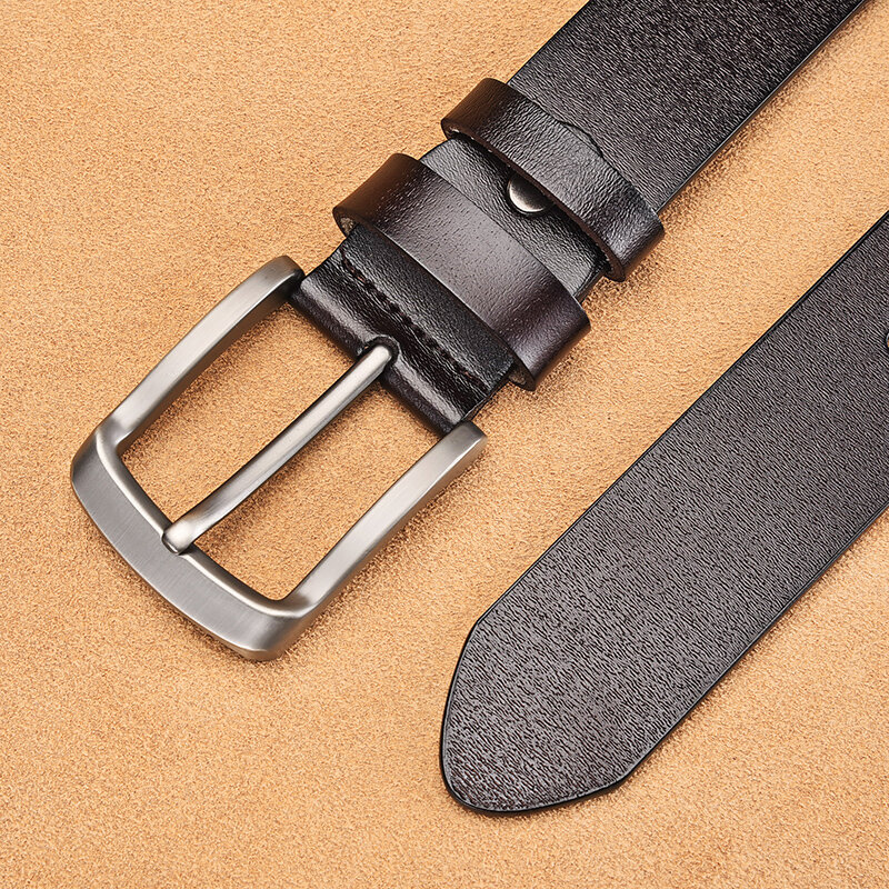 DINISITON-Cinturón de piel auténtica para hombre, correa de marca de lujo, clásica, Vintage, con hebilla de aleación