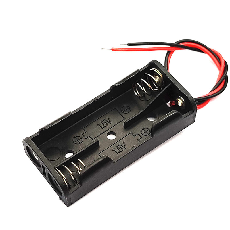 Support de batterie AAA 1.5V, 1 pièce, boîtier de batterie avec fils, 2 fentes, plastique noir AAA