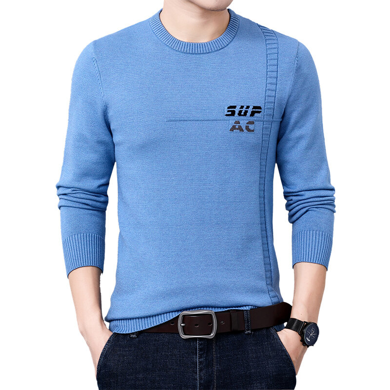 Maglione uomo 2021 nuovo autunno e inverno stile coreano maglione Pullover lavorato a maglia maschile lettera sottile blu nero verde vendita calda M03