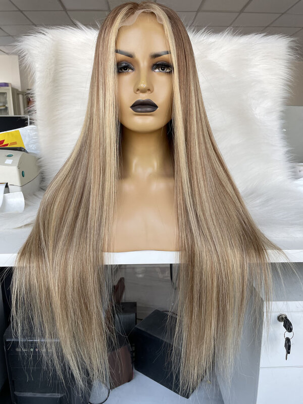 QueenKing hair 13x6 Lace Front  European Remy Human hair Lace Wig 150% Density CAMI Color T7/7/24 Ombre Color Wigs for women