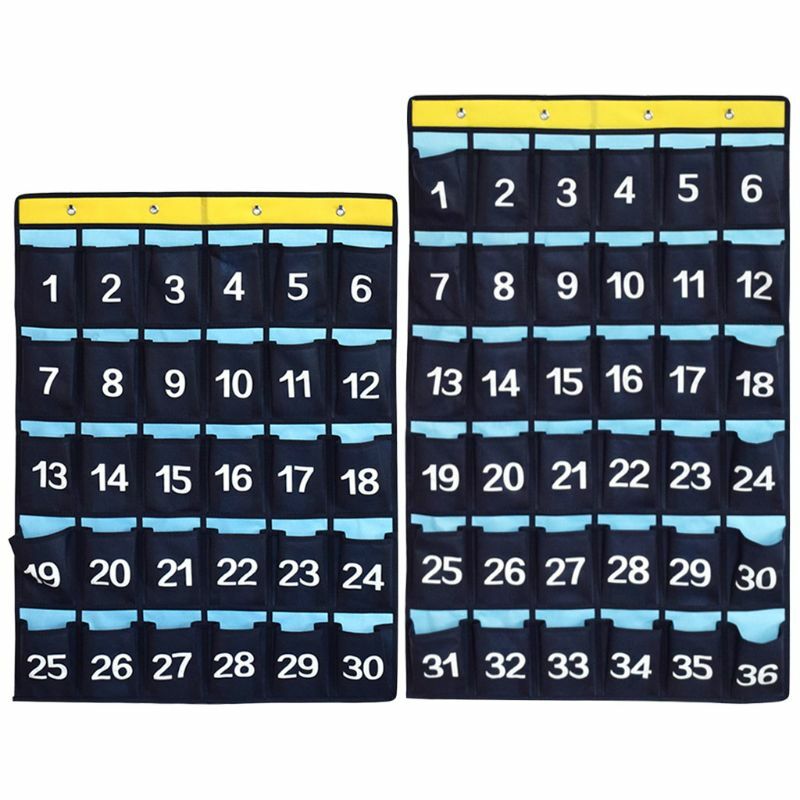 30 Pockets Numbered Organizer Classroom Pocket Chart for Cell Phones Calculators Holders M5TB