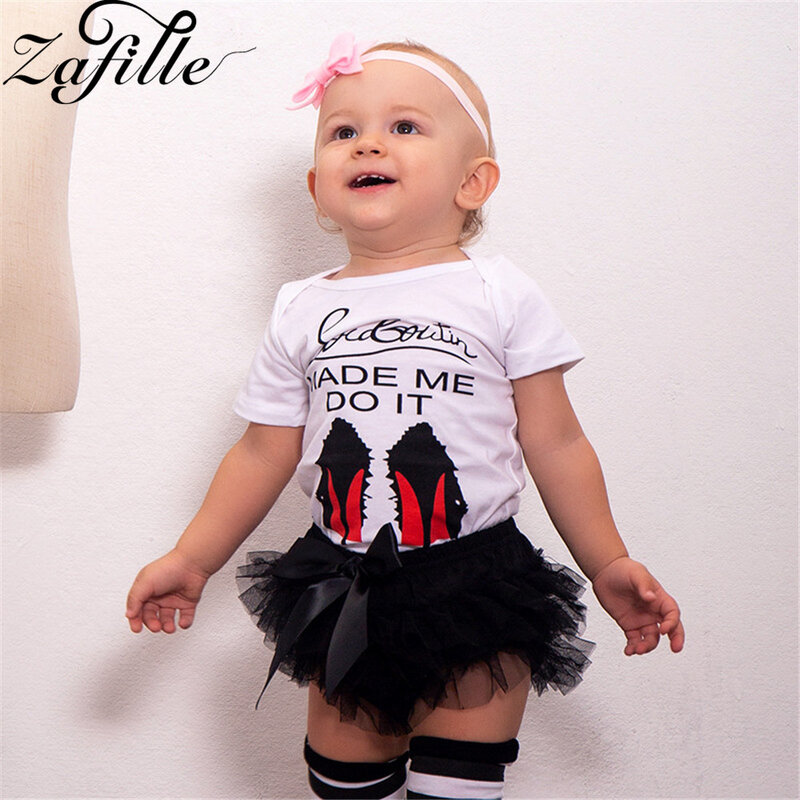 ZAFILLE 2Pcs Romper+Skirt Outfits Printed Kids Clothes Toddler Baby Newborn Infant Baby Girl Clothes Short Sleeve Girls Suits