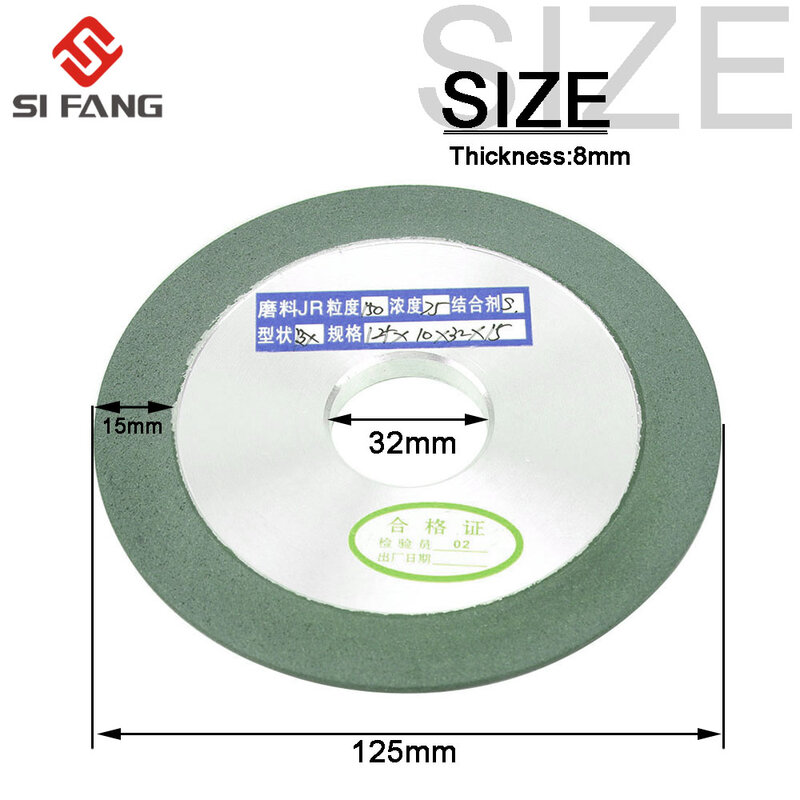 Алмазный шлифовальный круг, круг для заточки, 125x32x15 мм, для фрез из вольфрамовой стали, 1 шт., зернистость 150-400