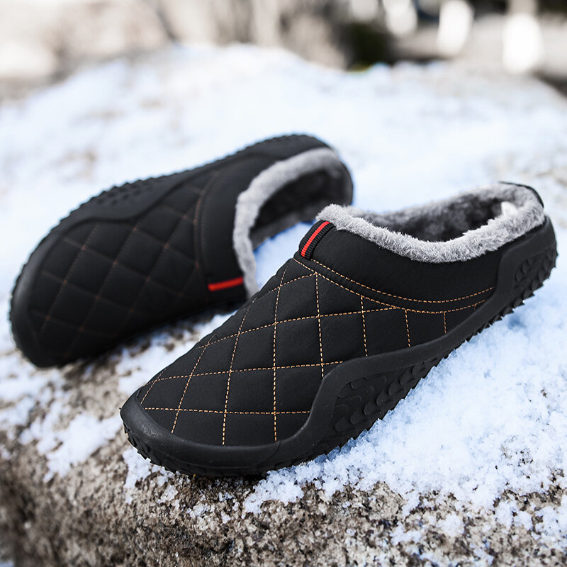 Sandal Katun Malas Ukuran Besar 39-48 Sepatu Pria Luar Ruangan Musim Dingin Sepatu Kasual Tahan Air Tahan Dingin Sepatu Pria Hangat Lembut