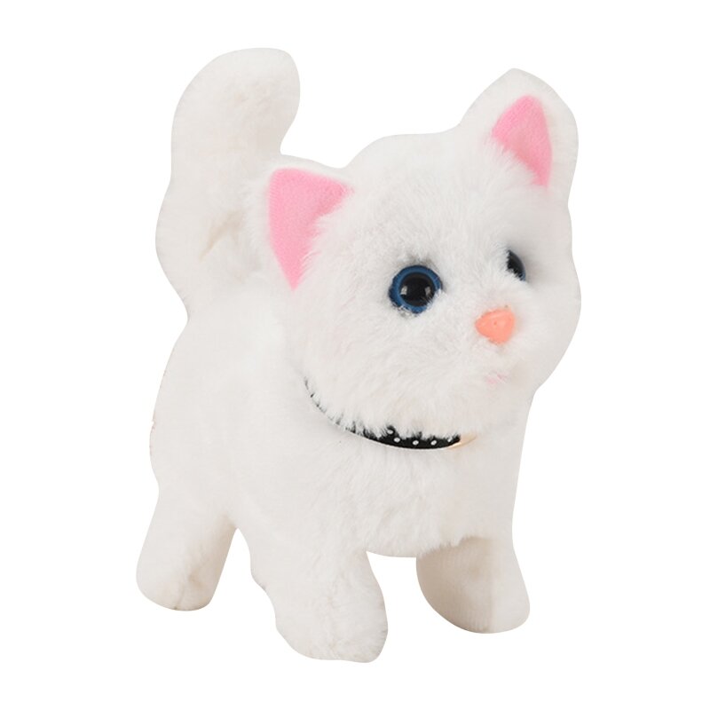 Plush Electronic Cats Move and Meow Walking Lifelike Interactive Toy Pet Stuffed Kitten for Girls Kids Baby Funny Gift