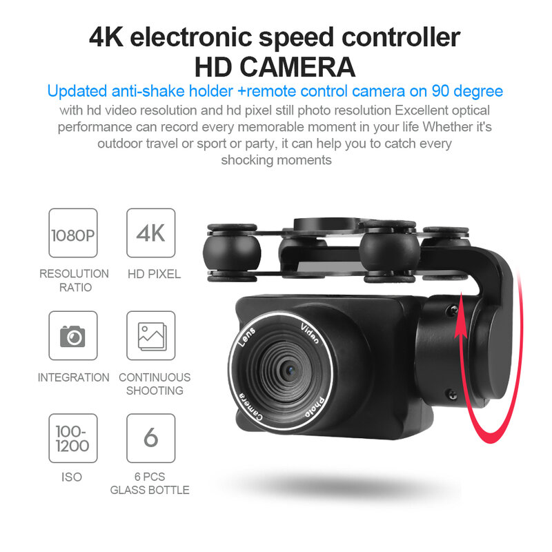 ใหม่รีโมทคอนโทรล Drone กล้อง WIFI 4K มุมกว้างถ่ายภาพ25นาที Ultra-Long Life สี่แกน Quadcopter ของเล่น