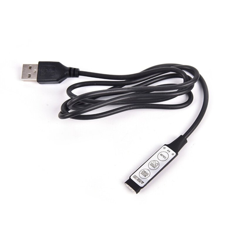 Контроллер RGB, 0,5 м, 1 м, 5 В, USB-кабель, 4-контактный Линейный диммер, 3 кнопки для светодиодной ленты 5 В, 5050, 2835, RGB, подсветильник ка для телевизора