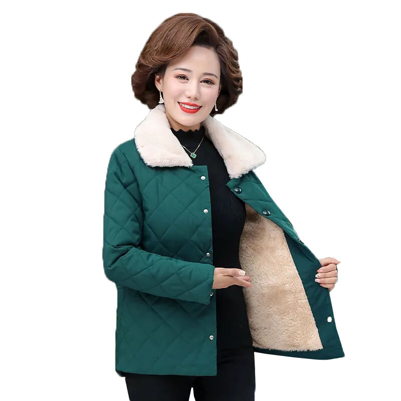 Middle-Aged Elderly Mothers Winter Clothes Add  Velvet Cotton Coat Women's Cotton Coat New 2021 Light Thin Small Padded Jacket