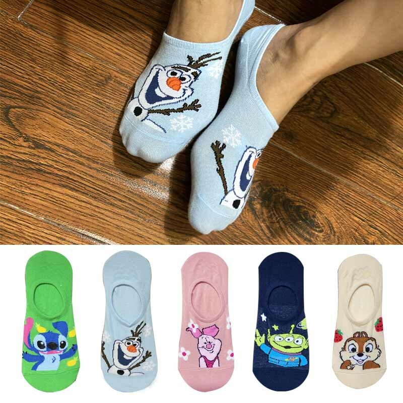 Носки женские, 10 шт. = 5 пар, в Корейском стиле, милые забавные носки до щиколотки, хлопковые незаметные носки, размер 35-40