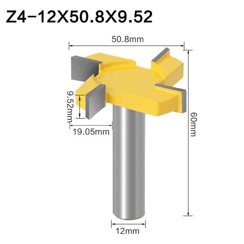 1 Buah 6Mm 6.35Mm 8Mm Shank 4 Edge T Type Slotting Cutter Woodworking Tool Router Bits untuk Wood Industrial Grade Milling Cutter
