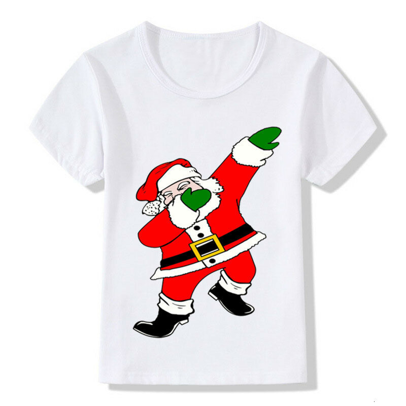 เด็กการ์ตูนแฟชั่นน่ารัก Dabbing Santa ออกแบบตลกเสื้อยืดเด็กชุดคริสต์มาสเด็กชายเสื้อฤดูร้อนผู้หญิง Tees