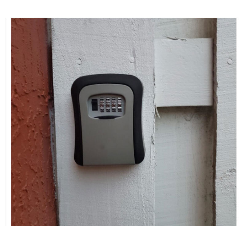 صندوق مفاتيح بكلمة مرور مثبت على الحائط ، صندوق آمن ، رمز ، تخزين ، ديكور ، خارجي