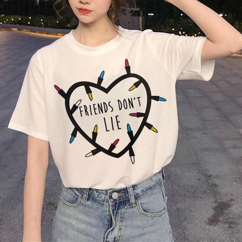 Vrouwelijke T-shirt Harajuku Gym Gothic Kleding T-shirt Vrouwen Tops Vrienden Vlone Vintage Stranger Dingen Ariana Grande