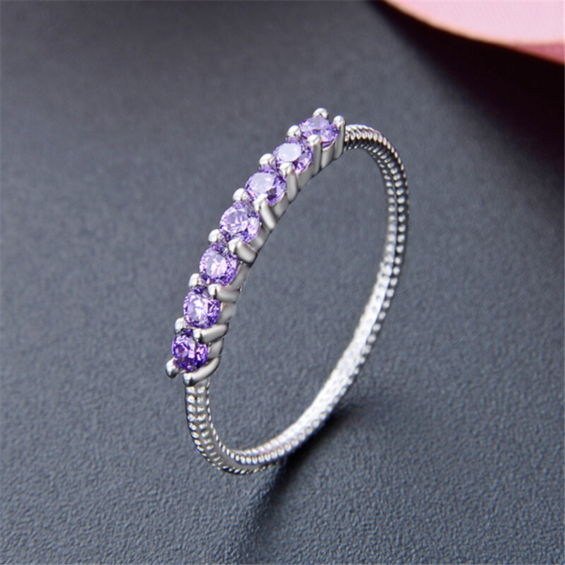 XINSOM romantique blanc rose violet CZ fiançailles anneaux de mariage pour les femmes de luxe 925 en argent Sterling bagues cadeau 20FEBR5