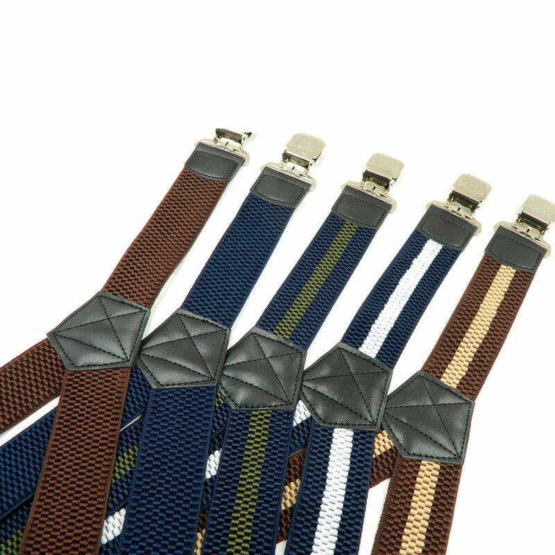 男性用の3つのクリップ付きの伸縮性のある革ストラップ,バックフック付き,調節可能なストラップ,サスペンダーベルト