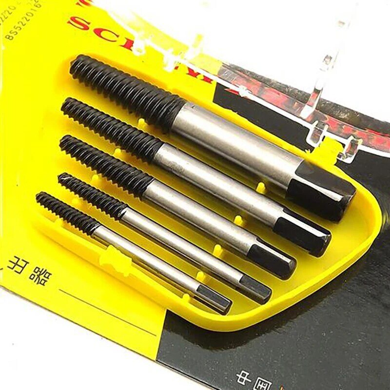 5pcs/Case HSS Double Side Screw Extractor Center Drill Bits Guide Set Broken Damaged Bolt Remover Removal Speed Easy Out Set