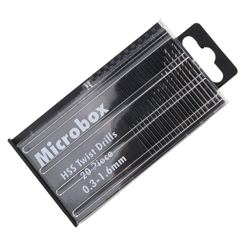 20 sztuk/zestaw Microbox Precision HSS wiertła kręte Bit Craft Hobby 0.3-1.6mm dla produktów WoodPlastic płytka obwodu drukowanego wiercenia