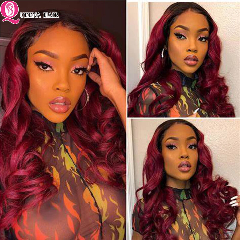 Pre-Colored Brazilian Hair Weave Human Hair Body Wave Ombre Color Hair Burgundy Blond Colored Bundles With Closure Remy Hair