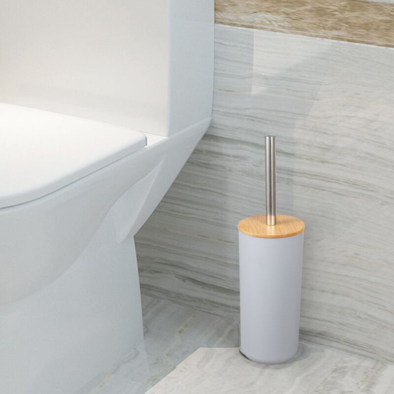 Bathroom Accessories Set 6Pcs Bamboo Bathroom Kit Toothbrush Holder Soap Dispenser Toilet Brush Trash Can Bathroom Essential Set