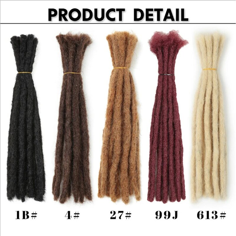 Remy Dreadlocks para homens e mulheres, 100% cabelo humano real, extensões de crochê, cabeça cheia, 100% real, 40-70 Pcs, 8-26"
